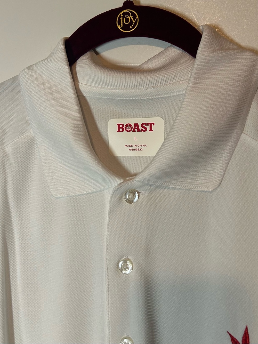 BOAST White Short-Sleeve Polo with Red Leaf Logo - Picture 3 of 5